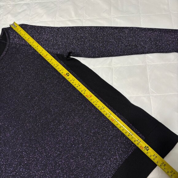 Chico’s Weekends Purple Glitter Knit Top Size 0 Long Sleeve Scoop Neck Sparkle - Picture 11 of 12